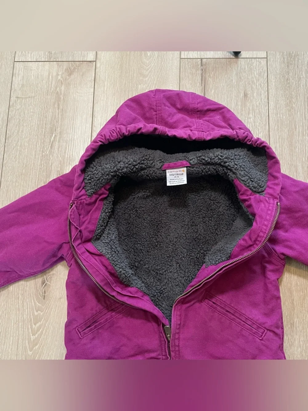 Carhartt Kids Plum Sherpa-Lined‎ Sierra Jacket Girls Workwear Gorpcore Coat 4-5